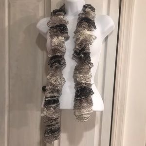 Eclectic Knitted Scarf  Grey Silver Black & White